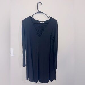 love, Fire Black Crisscross Long Sleeve Dress